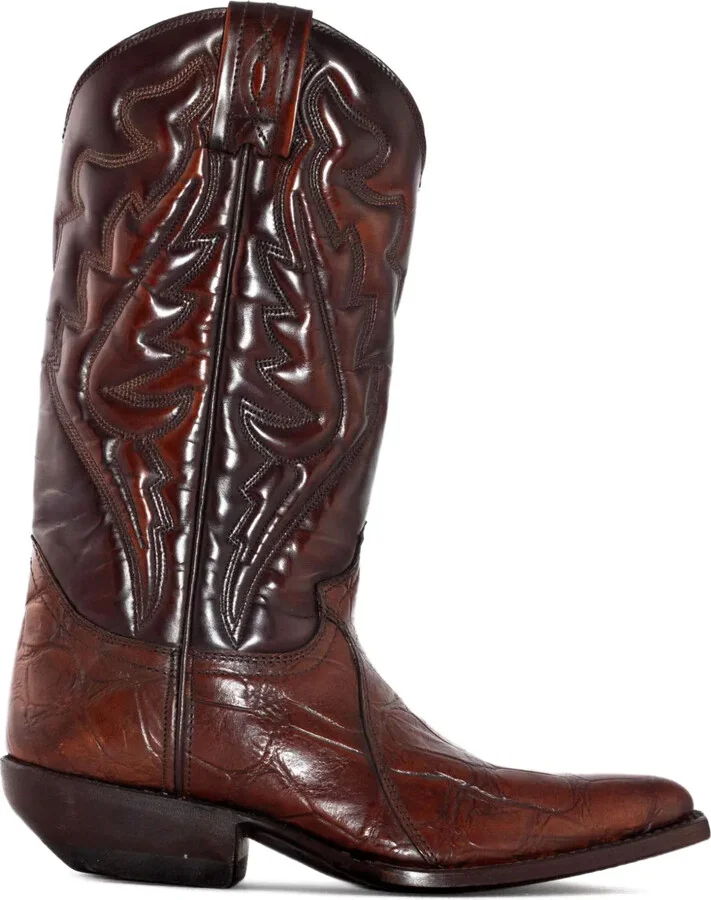 Carved-Motif Leather Boots
