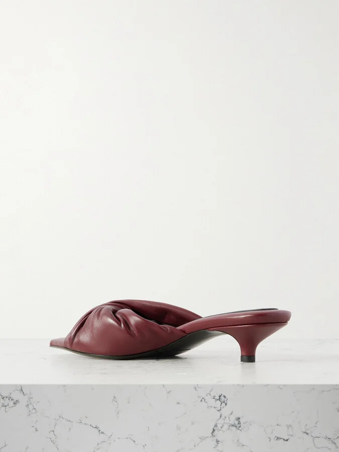 CARVEN - Knotted Leather Mules - Burgundy - Image 3