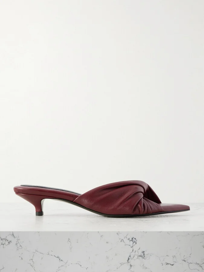 CARVEN - Knotted Leather Mules - Burgundy