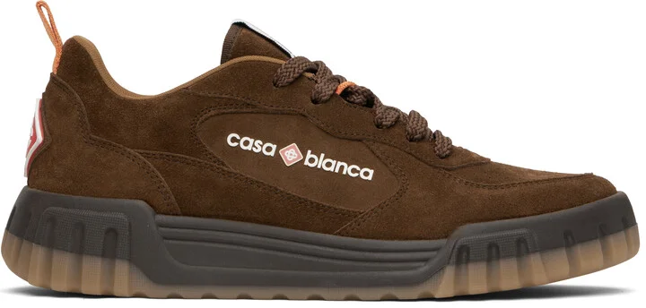 Casablanca Brown Suede Court Sneakers