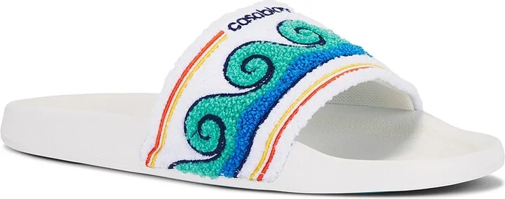 Casablanca Embroidered Terry Slider in White - Image 2