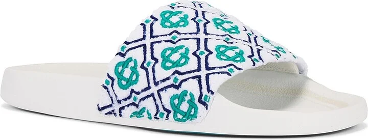 Casablanca Embroidered Terry Slider in White - Image 2