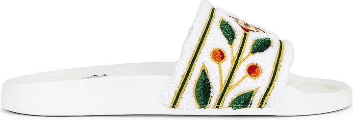Casablanca Embroidered Terry Slider in White
