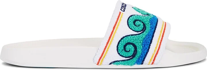 Casablanca Embroidered Terry Slider in White