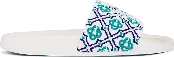 Casablanca Embroidered Terry Slider in White