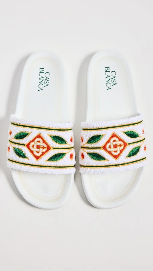 Casablanca Embroidered Terry Sliders - Image 3