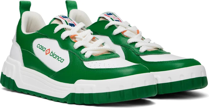 Casablanca Green & White Court Sneakers - Image 4