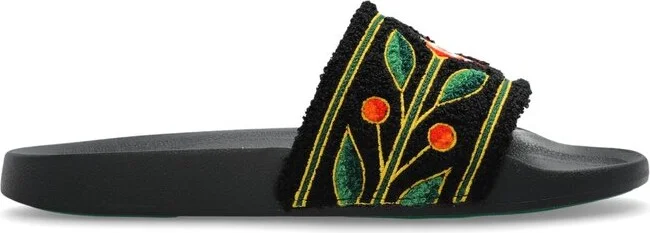 Casablanca Logo Detailed Terry Slides
