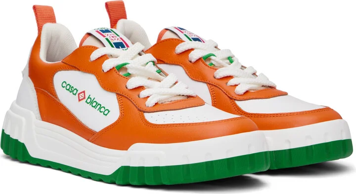 Casablanca Orange & White Court Sneakers - Image 4