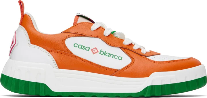 Casablanca Orange & White Court Sneakers