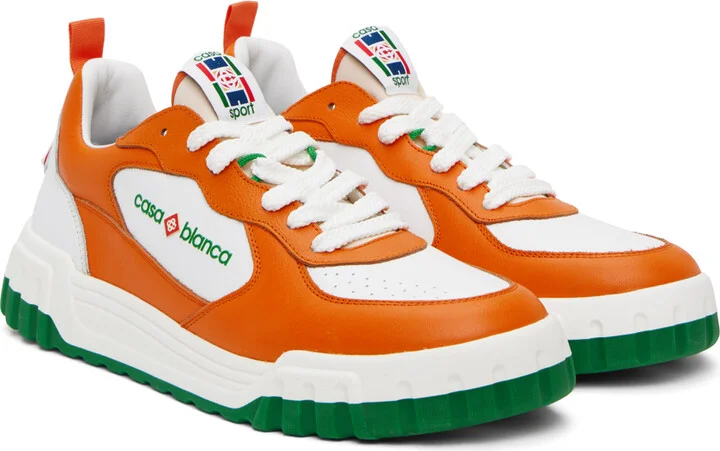 Casablanca Orange & White 'The Court' Sneakers - Image 4