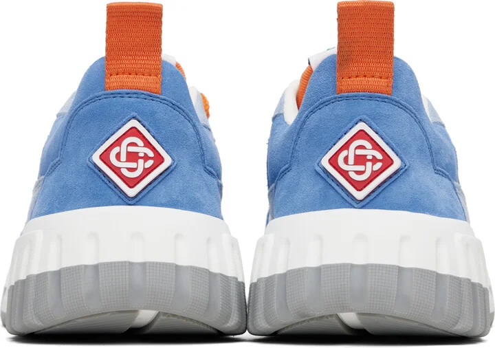 Casablanca White & Blue Suede Court Sneakers - Image 2