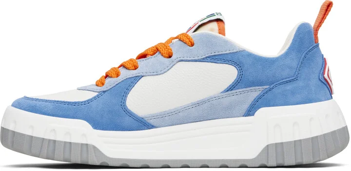 Casablanca White & Blue Suede Court Sneakers - Image 3