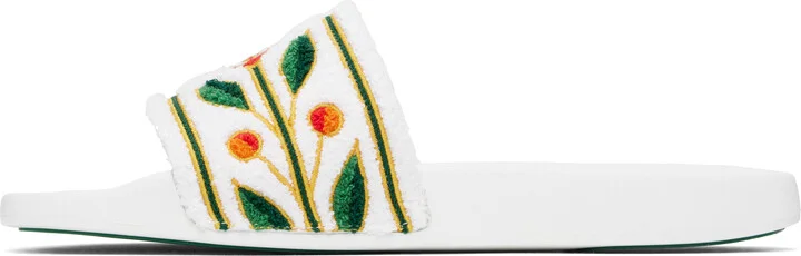 Casablanca White Laurel Terry Slides - Image 3
