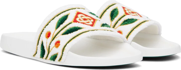 Casablanca White Laurel Terry Slides - Image 4