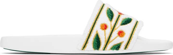 Casablanca White Laurel Terry Slides