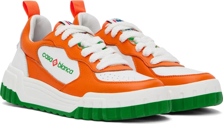 Casablanca White & Orange Court Sneakers - Image 4