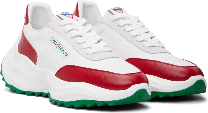Casablanca White & Red Atlantis Ostrich Sneakers - Image 4