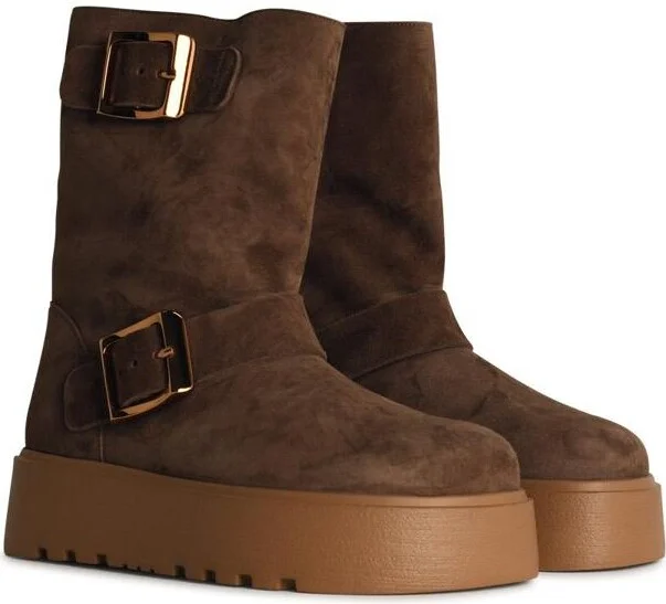 Casadei 'Ale' Brown Suede Blend Ankle Boots - Image 2
