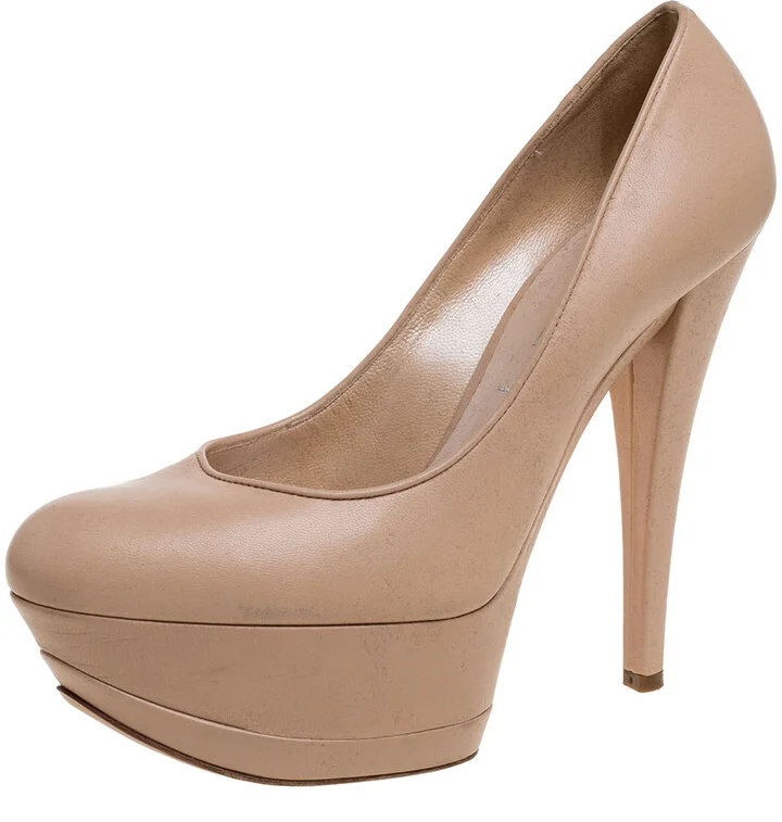 Casadei Beige Leather Platform Pumps Size 38.5