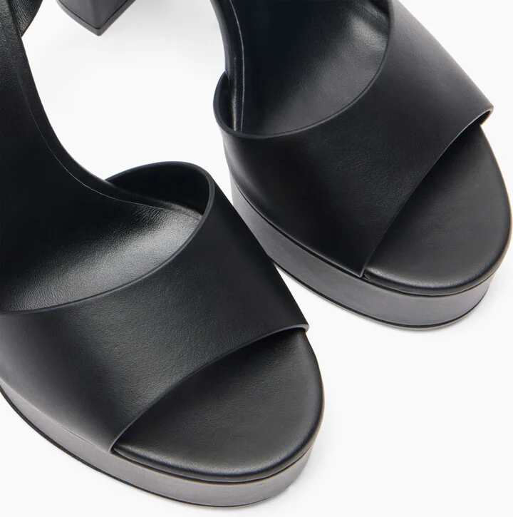 Casadei Betty Leather Platforms Sandals - Woman Platforms Black 40.5 - Image 5
