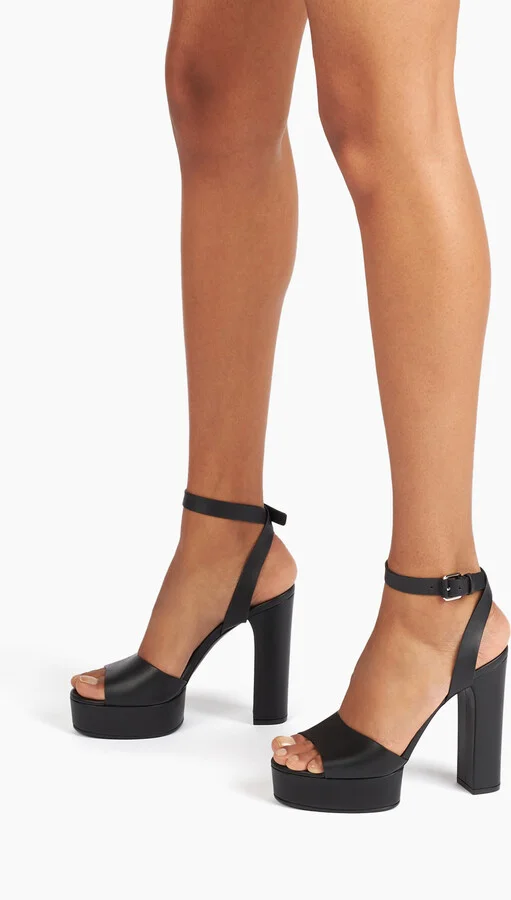 Casadei Betty Leather Platforms Sandals - Woman Platforms Black 40.5 - Image 6