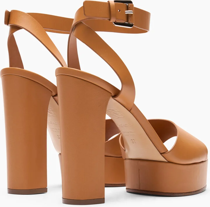 Casadei Betty Leather Platforms Sandals - Woman Platforms Natur 39.5 - Image 4