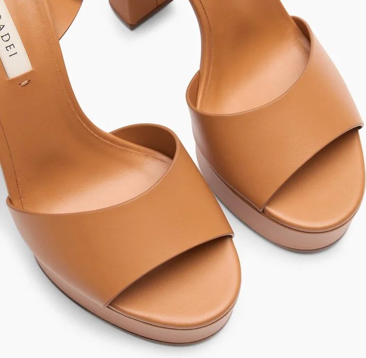 Casadei Betty Leather Platforms Sandals - Woman Platforms Natur 39.5 - Image 5