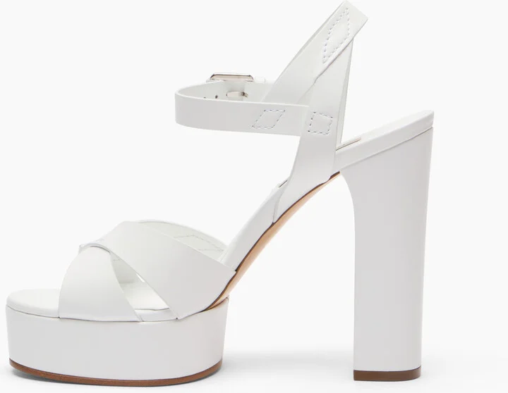 Casadei Betty Leather Platforms Sandals - Woman Platforms White 38.5 - Image 3