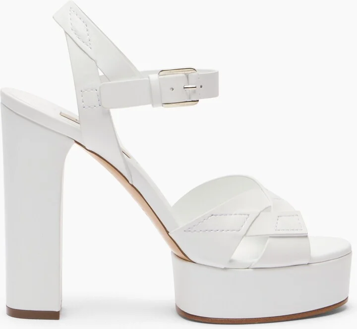 Casadei Betty Leather Platforms Sandals - Woman Platforms White 38.5