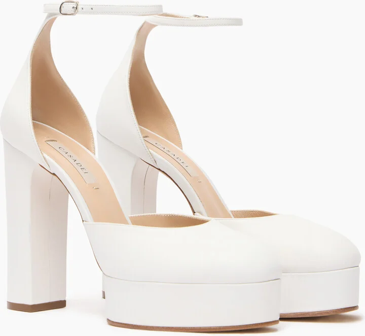 Casadei Betty Leather Platforms - Woman Platforms White 36.5 - Image 2