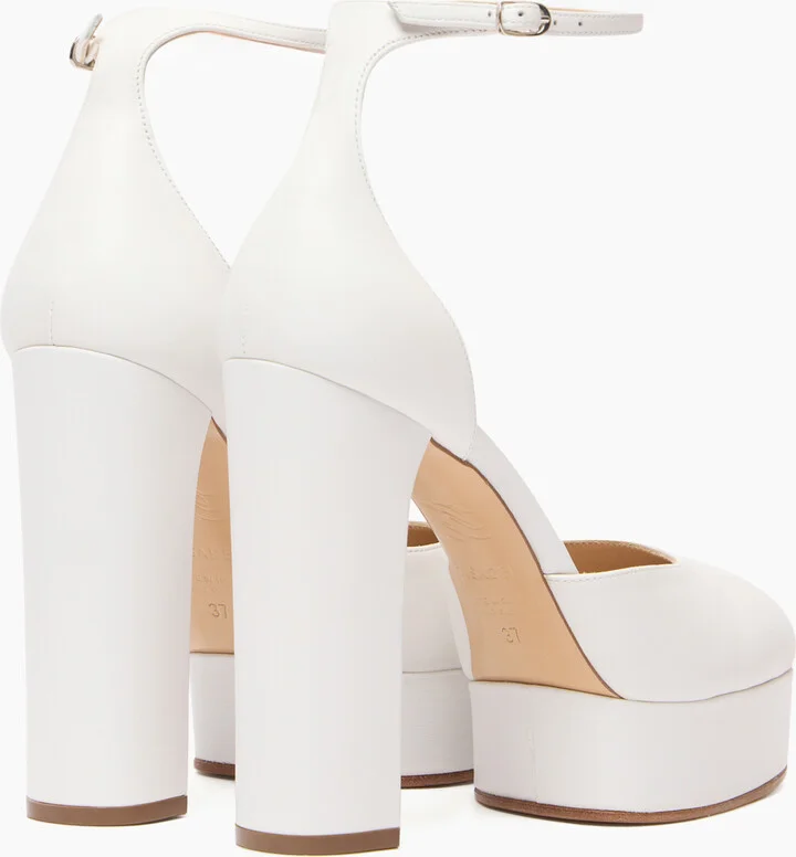 Casadei Betty Leather Platforms - Woman Platforms White 36.5 - Image 4