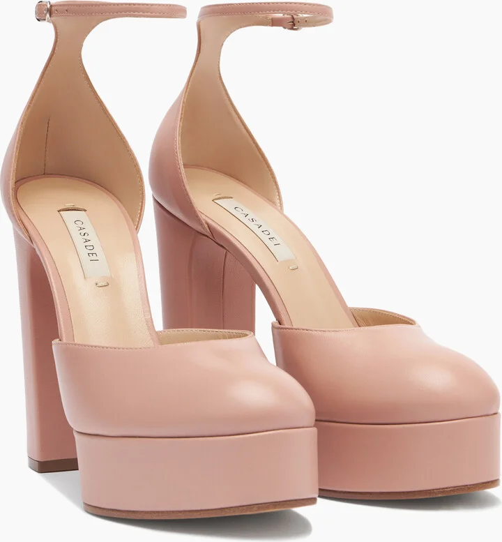 Casadei Betty Slingback Leather - Woman Platforms Rosé 37.5 - Image 2