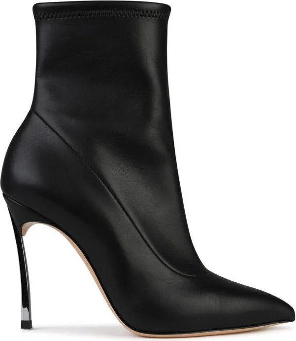 Casadei 'Blade' Black Matt Leather Ankle Boots
