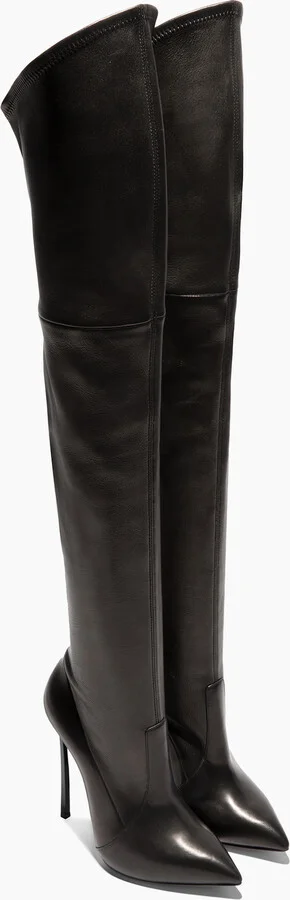 Casadei Blade Leather Over The Knee - Woman Over The Knee Boots Black 36 - Image 2