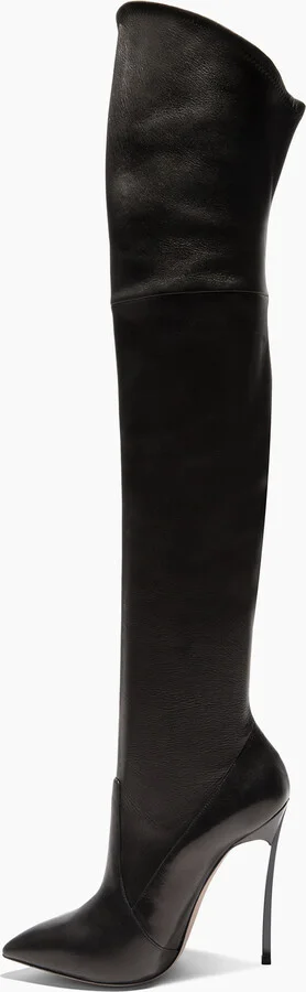 Casadei Blade Leather Over The Knee - Woman Over The Knee Boots Black 36 - Image 3