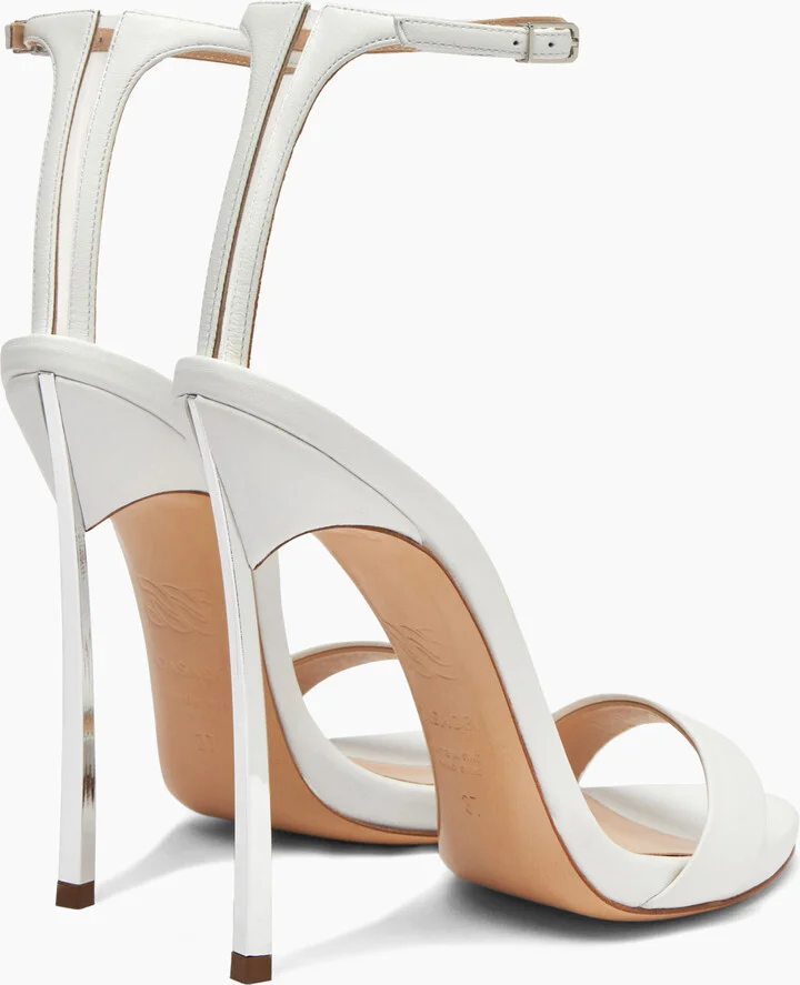 Casadei Blade Marta Leather - Woman Sandals White 40.5 - Image 4