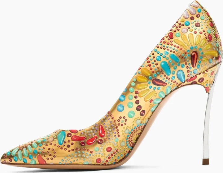 Casadei Blade Nuggets Pumps - Woman Pumps And Slingback Gold 38.5 - Image 3