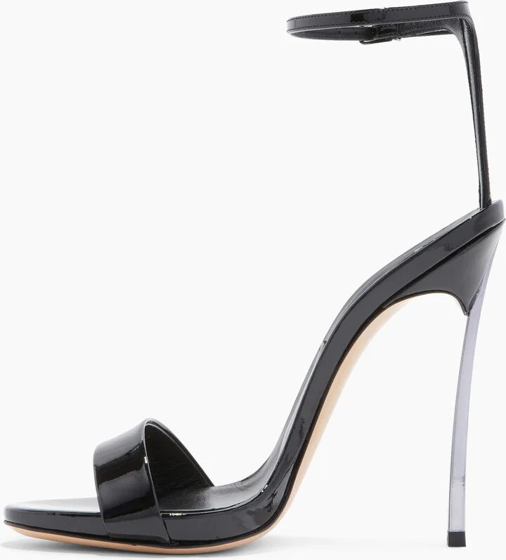 Casadei Blade Patent Leather - Woman Sandals Black 35.5 - Image 3