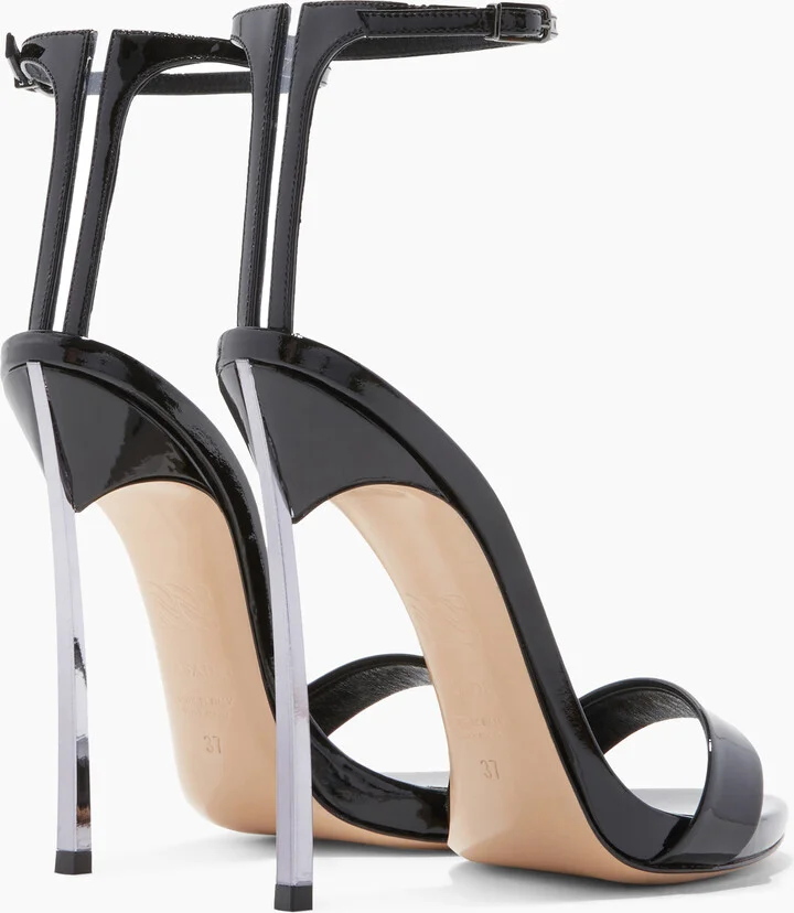 Casadei Blade Patent Leather - Woman Sandals Black 35.5 - Image 4