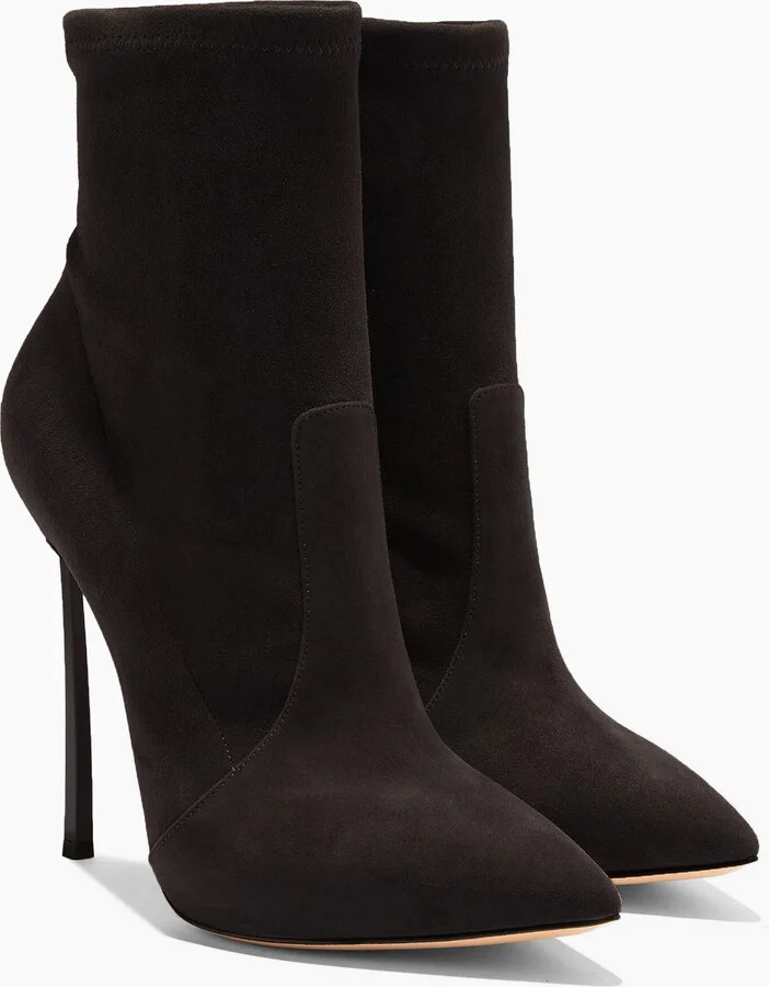 Casadei Blade Suede Ankle Boot - Woman Ankle Boots Black 43 - Image 2