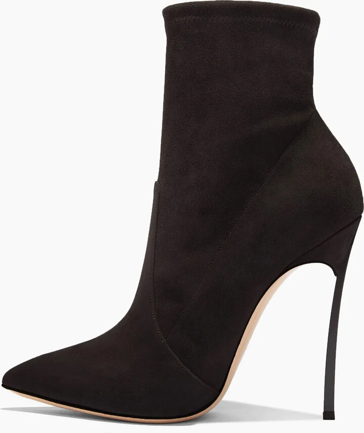 Casadei Blade Suede Ankle Boot - Woman Ankle Boots Black 43 - Image 3