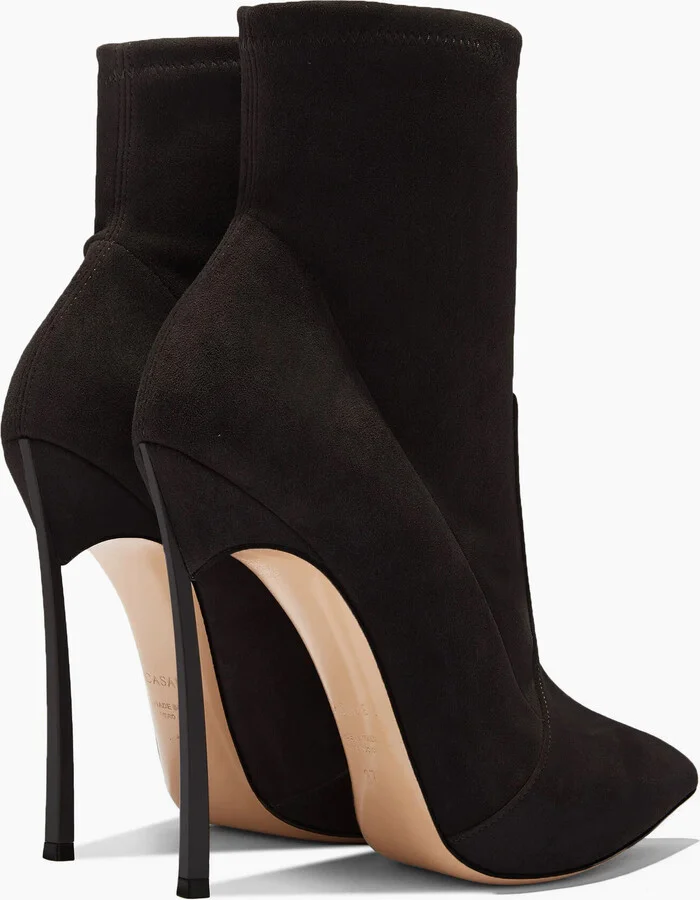 Casadei Blade Suede Ankle Boot - Woman Ankle Boots Black 43 - Image 4
