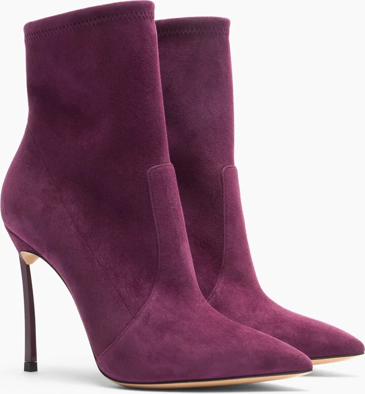 Casadei Blade Suede Ankle Boots - Woman Ankle Boots Amarena 38.5 - Image 2