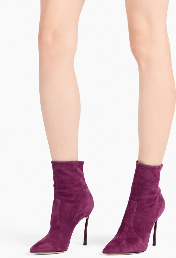 Casadei Blade Suede Ankle Boots - Woman Ankle Boots Amarena 38.5 - Image 6