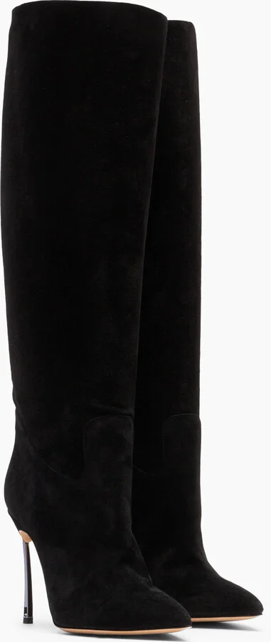 Casadei Blade Suede High Boots - Woman High Boots Black 35 - Image 2