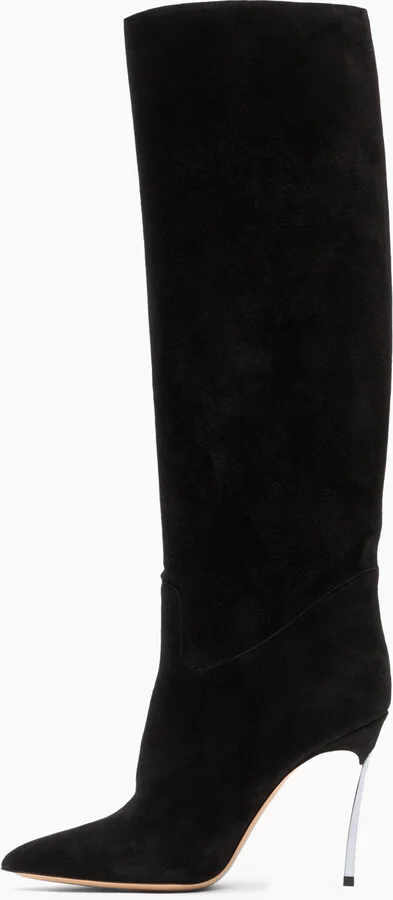 Casadei Blade Suede High Boots - Woman High Boots Black 35 - Image 3