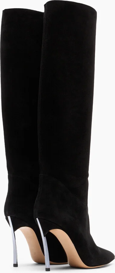Casadei Blade Suede High Boots - Woman High Boots Black 35 - Image 4