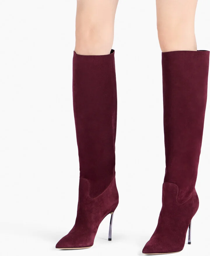 Casadei Blade To The Knee - Woman High Boots Rubino 37 - Image 6