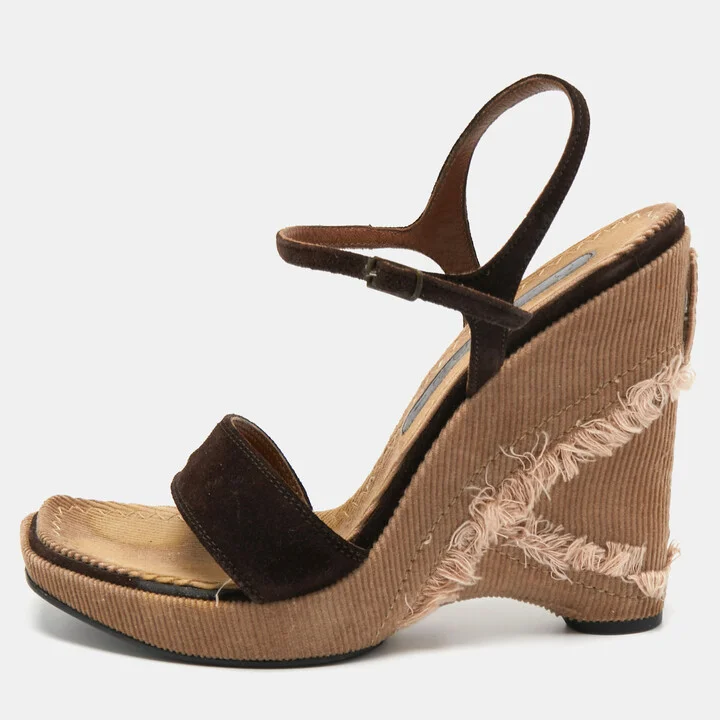 Casadei Brown Suede Espadrille Sandals Size 36